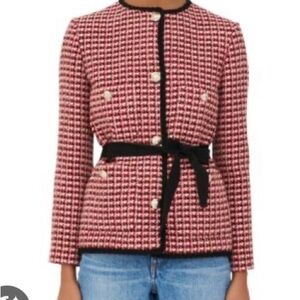 Maje Red and Black Tweed Blazer